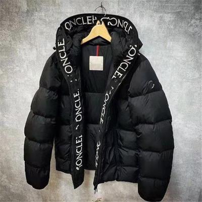 China Reversible Winter Down Coat Hoodie Stripper Cotton-padded Jacket With Letter Printing Strap With Zipper And Thickening Men's Jacket for sale