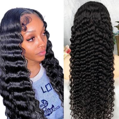 China 40 Inch Wigs HD Soft Smooth Thick Shedding Barely Hair Lace Front Wig Straight Virgin Hair Human Hair Wig Deep Wave 13x6 for sale