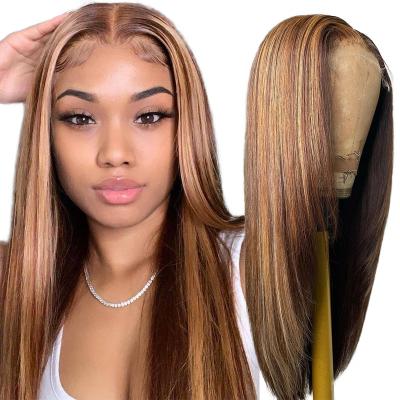 China Hd Deep Wave Human Hair Wig /27 Lace Frontal Wig HD Lace Frontal Wig 4 Lace Front Human Hair Wigs For Black Women Pre Plucked 4/27 Highlight Wig for sale