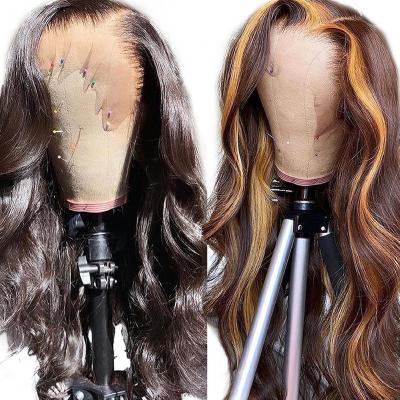 China HD Lace Wig 4/27 Highlight Wig Transparent Lace Front Human Hair Wigs For Black Women Pre Plucked 4/27 Highlight Wig for sale