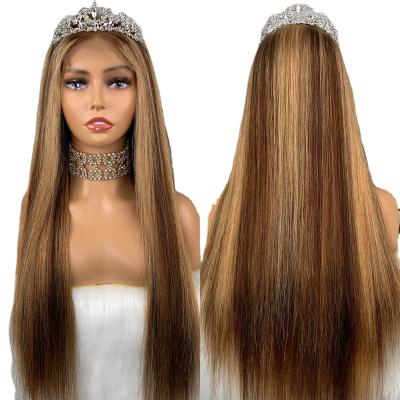 China Other 1b/4/27 Lace Frontal Hd Lace Frontal Wig Hair All Textures All 4/27 Lengths Hd Highlight Transparent Wigs for sale