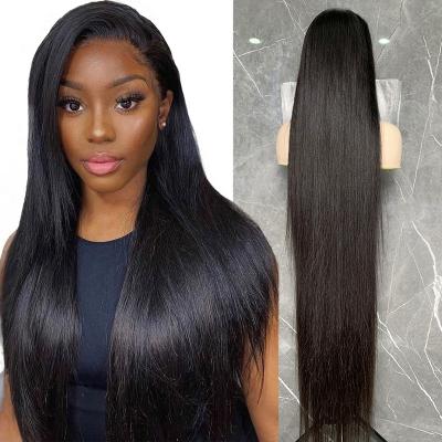 China China Long Straight Human Hair Straight Human Hair Thick Sheer Straight Swiss Barely Shedding Swiss Wig For Indian Color Women Hair Lace Front Wig for sale