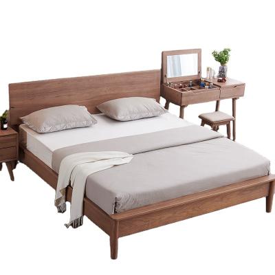 China Durable Nordic leather ash bed minimalist modern bedroom furniture leather bed solid wood double bed for sale