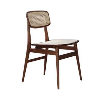 China Cooling Natural Rattan Dining Chair Nordic Style Rattan Water Gray Wood Seat Dining Chair for sale