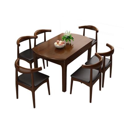 China Solid Wood Folding Dining Furniture Set Foldable Modern Retractable Dining Table for sale