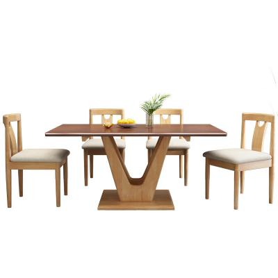 China Nordic Foldable Dining Room Furniture Color Contrast Wood Dining Table for sale