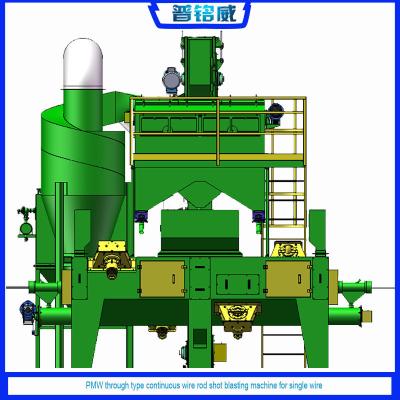 China Continuous Wire Rod Shot Blasting Machine 3-4 Impeller Heads for Customized Blasting for sale