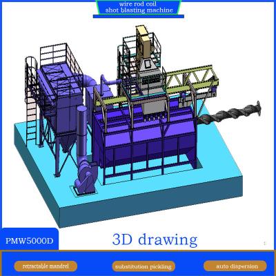 Cina Retractable Mandrel Hanging Wire Rod Coil Shot Blasting Machine for Mobile Mandrel in vendita