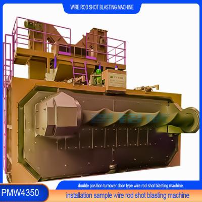 China PMW4350 Horizontal Revolving Door Wire Rod Shot Blasting Machine for Steel Strand Wire for sale