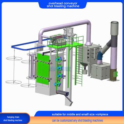 Cina Stepping Overhead Rail Chain Conveyor Shot Blasting Machine Design for All Work Pieces in vendita