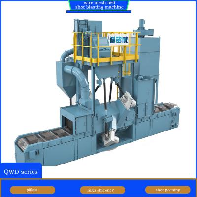 China Wire Mesh Belt Shot Blasting Machine for Cleaning Workpiece Surface in Yellow and Blue en venta