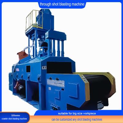 China Electric Mesh Belt Shot Blasting Machine for Aluminium Alloy Castings Yellow and Blue for sale