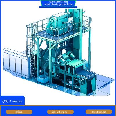 China 4 Blast Wheel Wire Mesh Belt Shot Blasting Machine for Foundry Remains Elimination for sale