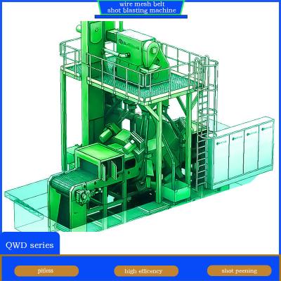 China Electric Wire Mesh Belt Shot Blasting Machine with 4 Blast Wheels and Good Continuity for sale