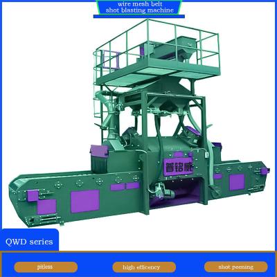 China Crawler Abrator Wire Mesh Conveyor Belt Shot Blasting Machine with 10 Blast Wheels for sale