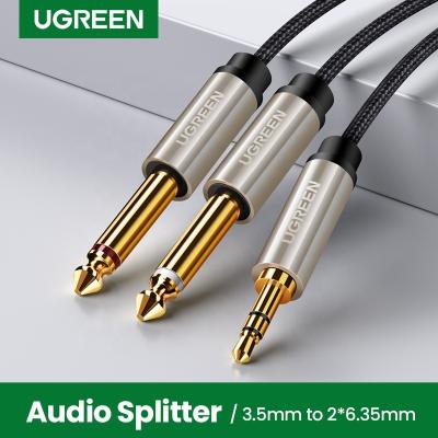 China Ugreen Car Jack 3.5mm To 6.35mm Adapter Audio Cable For Mixer Amplifier Speaker Gold Plated 6.5mm 3.5 Jack Male Splitter Audio Cable for sale