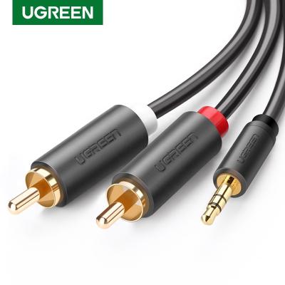 China Ugreen RCA 3.5mm Car Jack Cable 2 RCA Male To 3.5mm Male Audio Cable 1M 2M 3M Aux Cable For Edifer Home Theater DVD Earphone PC for sale