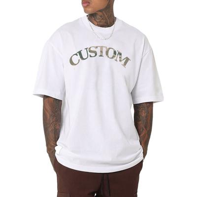 China Sustainable High Quality 100% Cotton 300 Gsm Mens Plus Size Custom T-shirt Logo Street Wear Crewneck Heavyweight Printing T Shirts For OEM for sale