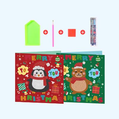 China Hot Handmade Kids Personalized Santa Claus Figure Christmas Gift Card 5D Diamond Painting Christmas Happy New Year Diy Customization For Kids for sale