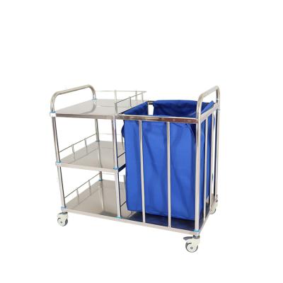 China 304 Stainless Steel Dirt Bag Trolley Strong Stainless Steel Hospital Medical And Durable Nursing Trolleys for sale