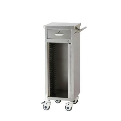 China 304 Professional High Quality Stainless Steel Trolley Hospital Reod Cabinet Stainless Steel Medical Record Trolley for sale