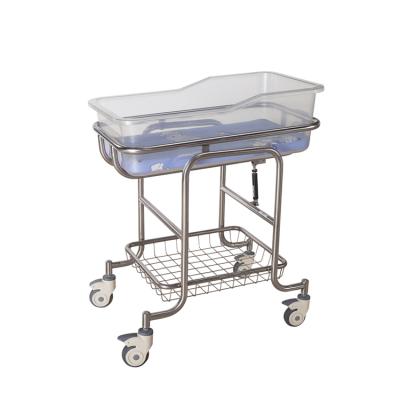 China Hospital Good Quality 840*530*840/960Mm Hospital Stainless Steel Baby Crib Medical Baby Bed for sale