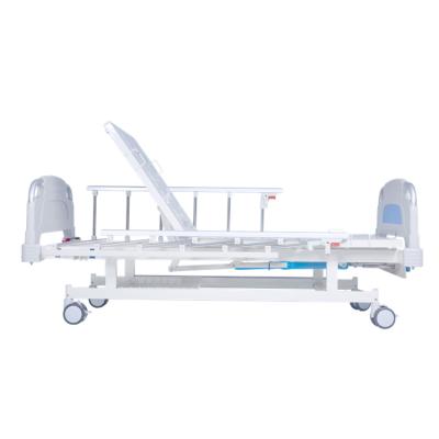 China Three Low Price 3 Crank Manual Hospital Bed Nursing Home Bed With Cold Rolled Steel for sale