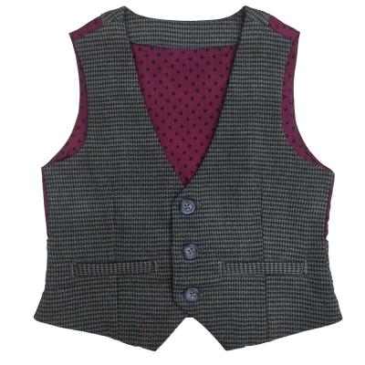 China Premium Breathable Custom Cotton Kids Gentleman Vest Sleeveless Striped Polka Dot Kids Printed Poly Vest With Lining for sale