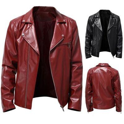 China Waterproof 2021 autumn fashion motorycles waterproof men coat zipper leather jacket solid color for man for sale