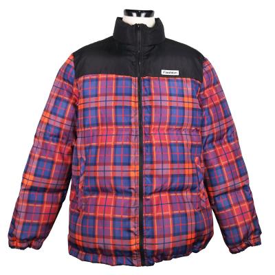 China Anti-wrinkle Plaid Stand Collar Winter Hot Sale Bomber Jacket Down Coat Men's Clothing for sale