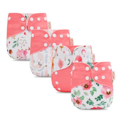 China Popular Design Printed Waterproof Reusable Reusable Dry Cloth Baby Diapers Serged Reuseable Diapers Tpu Suede Insert for sale