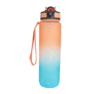 China Custom Viable Logo Plastic Portable BPA Free Reminder Tracker 32oz Sport Drinking Motivational Water Bottle With Time Marker for sale