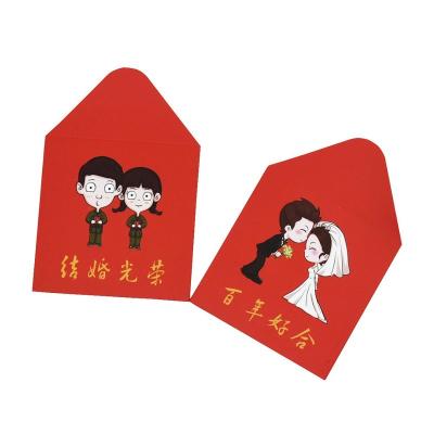 China Custom Recycled Materials Size Logo Kraft Paper New Year Chinese Red Packing Money Envelopes Wedding for sale