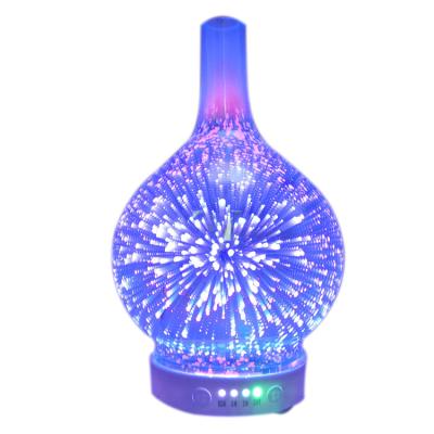 China Night Changeable Glass Light 3D Colors LED Ultrasonic Humidifier Essential Oil Diffuser for sale