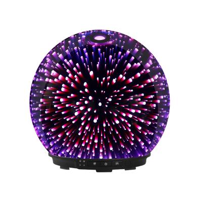 China Color Changing 200ml 3D Firework Aromatherapy Aroma Diffuser Glass Air Humidifier for sale