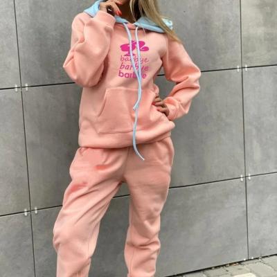 China Anti-Static SHANG YOU Custom Printed Two-Piece Women Hooded Autumn Ladies Sweatsuit Pants Jogging Suit Sweat Sets for sale