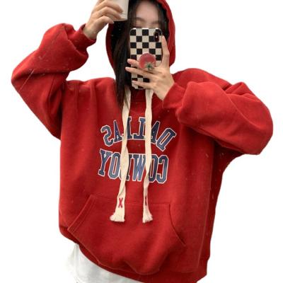 China Breathable Thick Hoodies Refine Print High Quality Women Crop Streetwear Tracksuit Cotton Pullover Customized Hoodie for sale