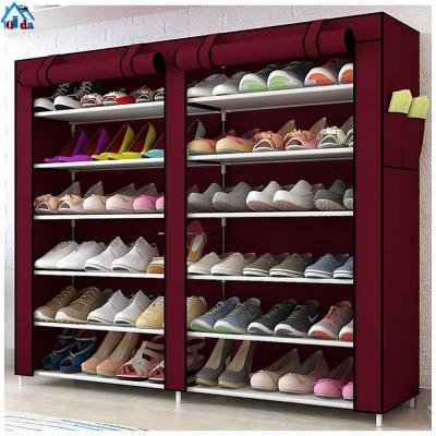 China (Size)Adjustable Shoe Rack Space Saving Shoe Rack Portable Double Door Shoe Cabinet for sale