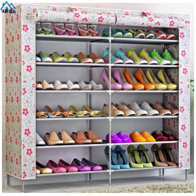 China (Size) PN 2 Adjustable Doors Cover 7 Tier Shoe Cabinet Storage Organizer Portable Shoe Rack Jordan Shoe Rack for sale