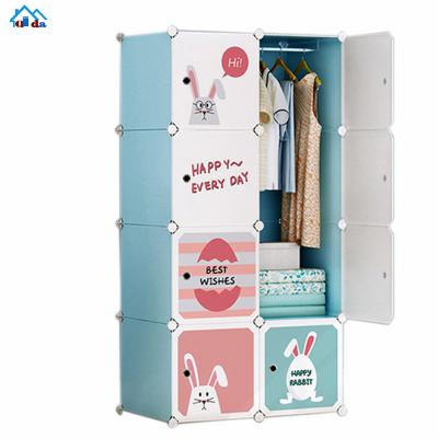 China Cheap Folding Bedroom Wardrobe Panel DIY (Waist) Living Room Cabinet Adjustable Plastic Wardrobe pp for sale