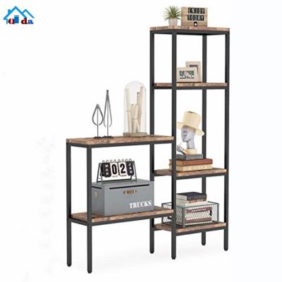 China Adjustable (Height) Post Packing Wooden Length 120cm Industrial Iron Storage Rack Antique Book Shelves For Living Room for sale