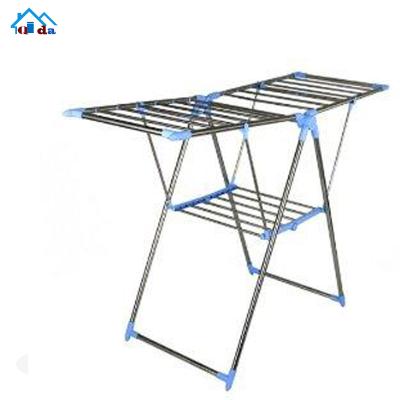 China Polish Stainless Steel Garment Cloth Rack Modern Foldable Standing Drying Cloth Hanger for sale