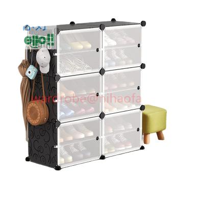 China Contemporary Shoe Rack Storage Cabinet With Door, Plastic Storage Cube Storage 32-64 Pairs Of Shoes for sale