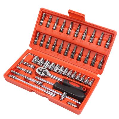 China Household Repair Tools Toolkit 46Pcs Car Motorcycle Repair Set Home Service DIY Kit Hand Tool Socket Head Wrench for sale