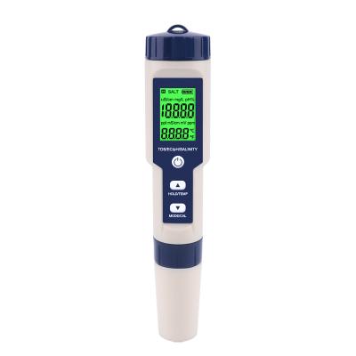 China Newest TDS Measurement 5 in 1 TDS/EC/PH/Salinity/TEMP Water Quality Tester with Replaceable Electrode Box Measured Non-sea Salinity for sale