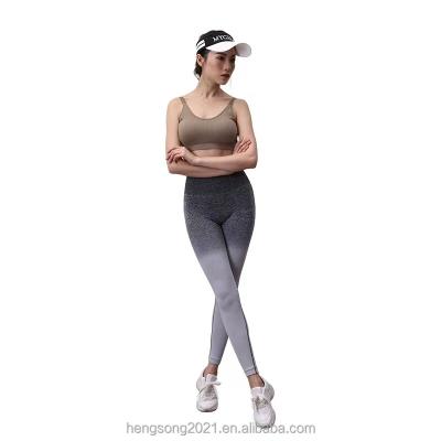 China Hot fashion high-waisted hip-lifting fitness women's running yoga tight breathable nine-minute pants hanging dyed progressive pants for sale