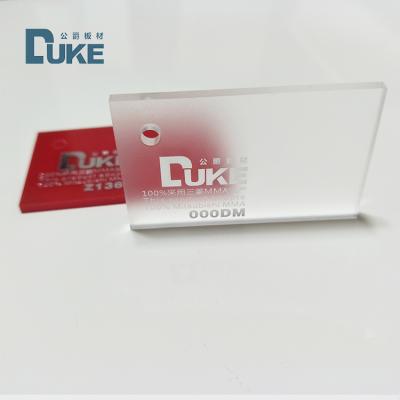 China DUKE Folha de plástico acrílico congelado transparente de 3 mm e 6 mm 1220*2400 mm à venda