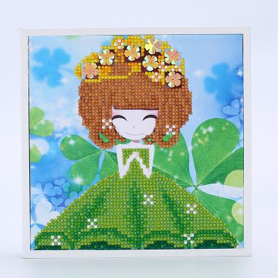 China Newcomer American Style Mini White Frame 5d Diamond Painting 20*20CM DIY Diamond Painting Girl For Children for sale