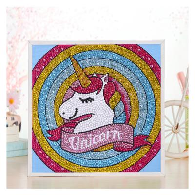 China Personalized DIY Craft Frame 20*20CM Mini Full Drill Diamond Painting Unicorn White Unicorn Kits For Kids Educational Toy for sale