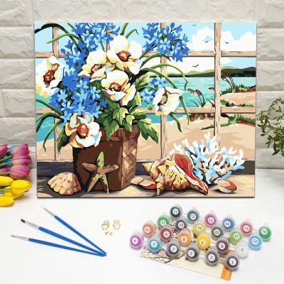 China Wholesale Impressionist Environmental Materials Custom Flower Life Still Oil Painting Canvas By Number With Kit for sale